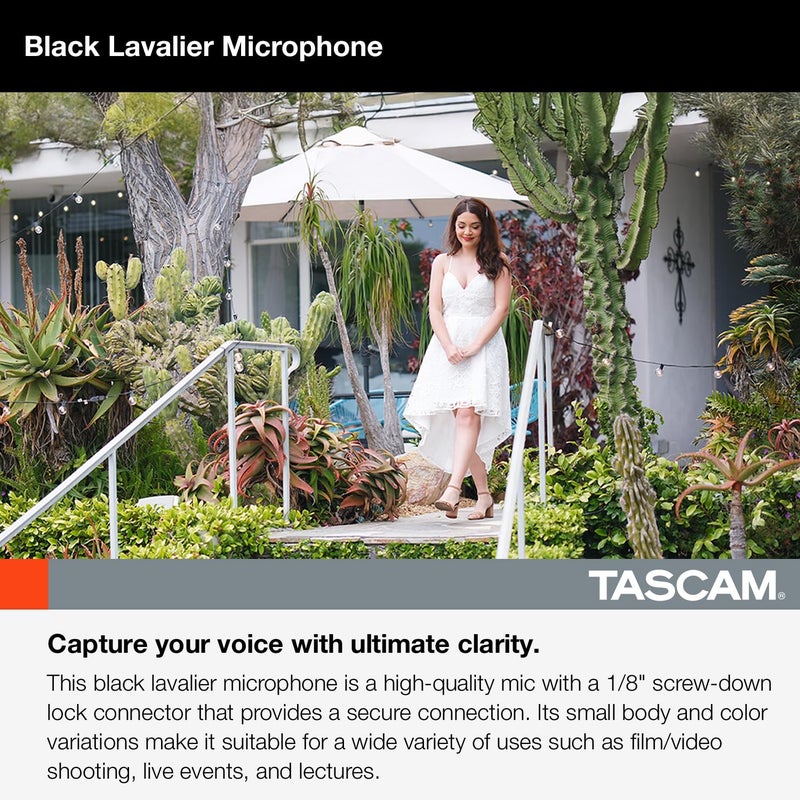 Tascam TM-10LB Lavalier Microphone, Black - Image 1